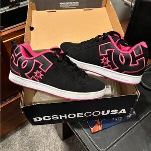 DC Women's Sneakers in Black and Pink